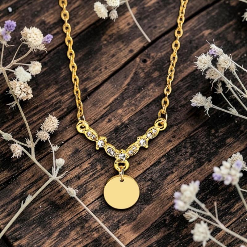 Personalised Coin Necklace With Crystal Detail