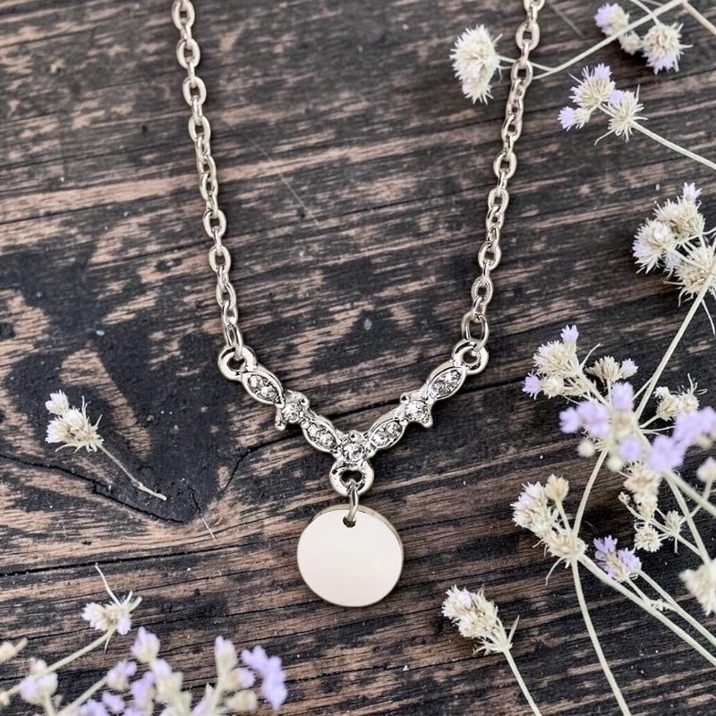 Personalised Coin Necklace With Crystal Detail