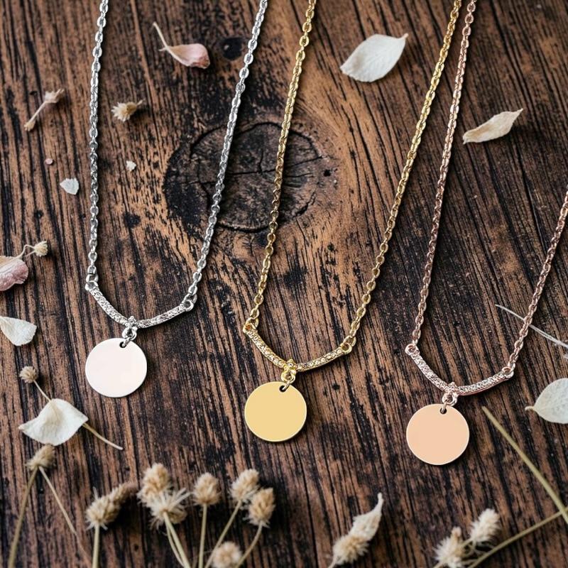 Personalised Coin Necklace With Crystal Detail