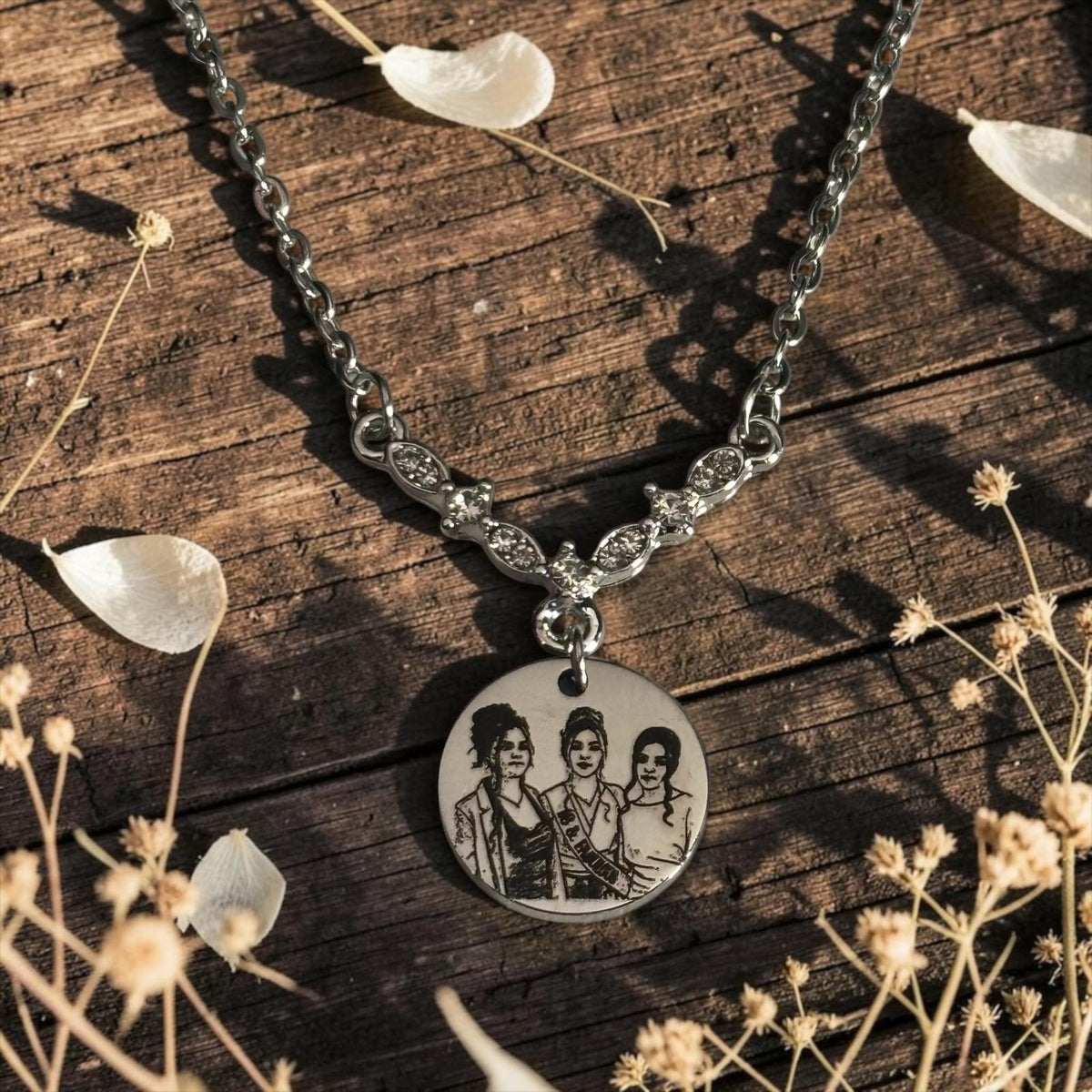 Personalised Coin Necklace With Crystal Detail